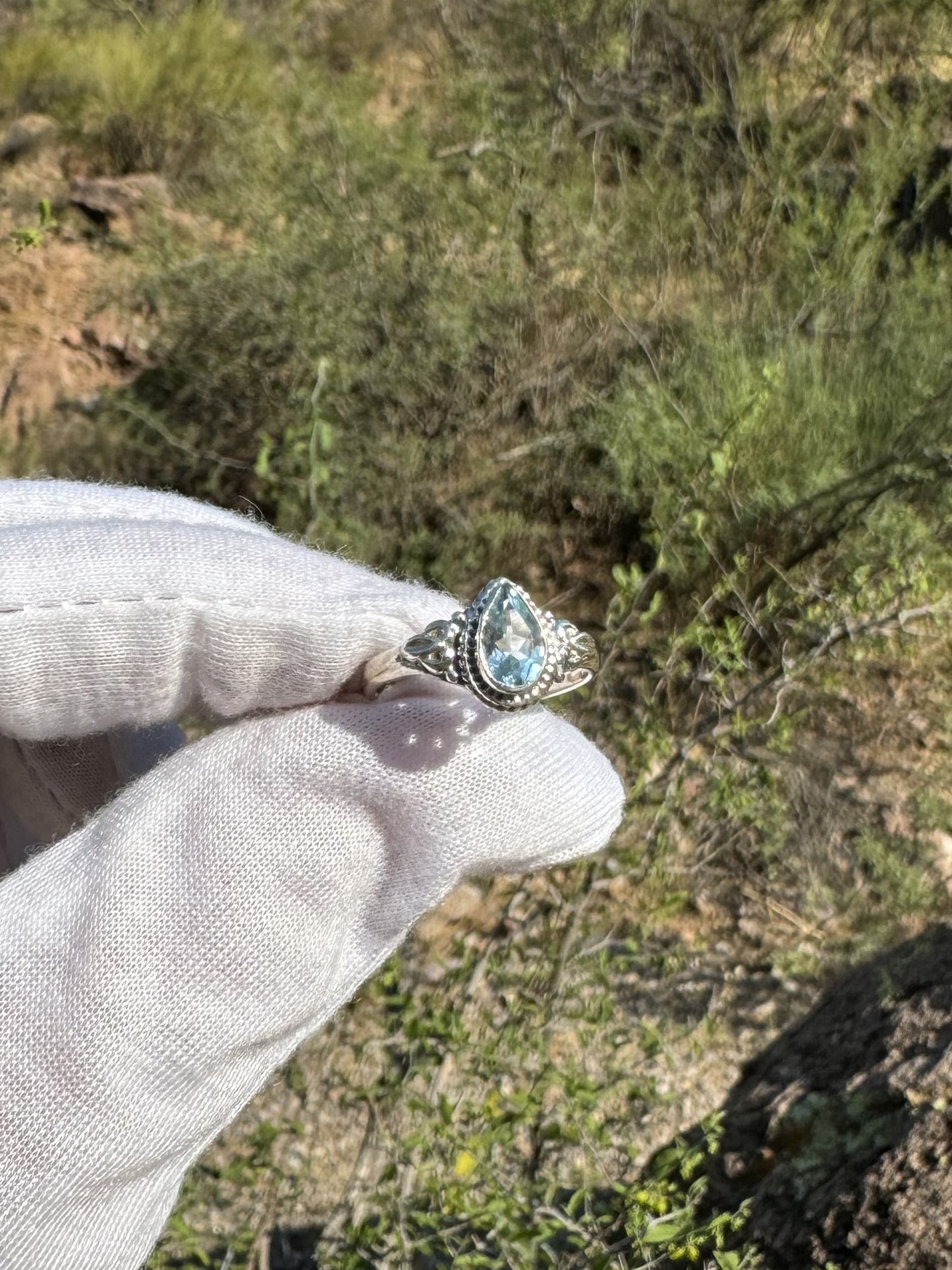 Aquamarine Sterling Silver Ring ~ Size 7