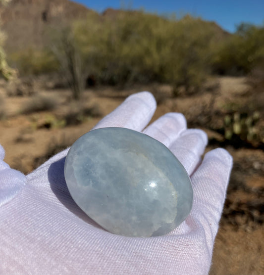 Blue Calcite Palm Stone