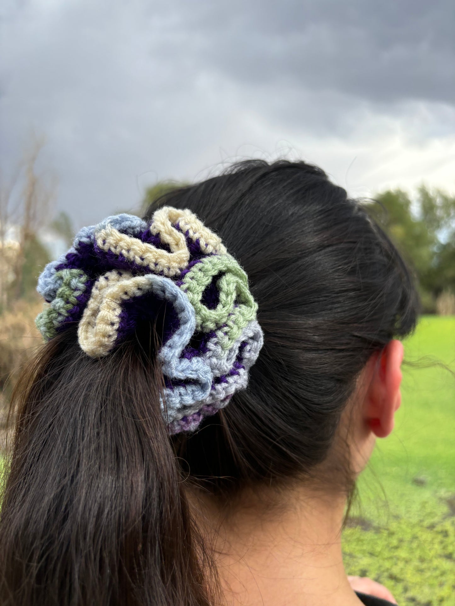 "Blossom" Large Handmade Crochet Scrunchie