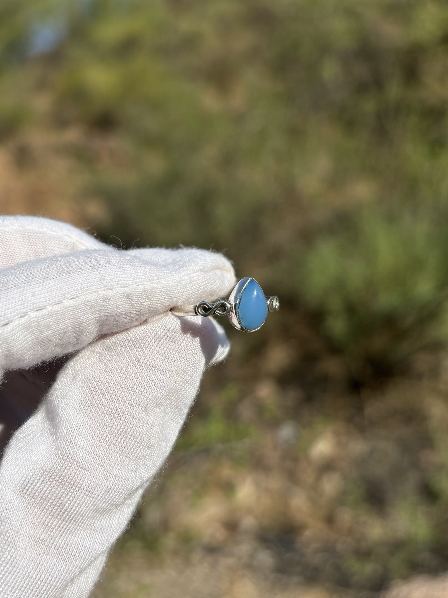 Blue Chalcedony Sterling Silver Ring ~ Size 7.5