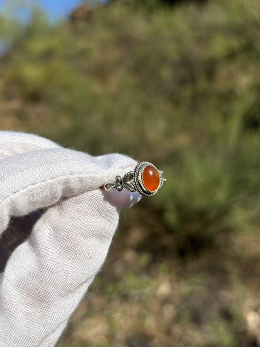 Carnelian Sterling Silver Ring  #1~ Size 8