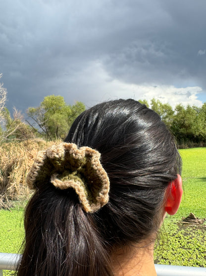 "Evergreen" Small Handmade Crochet Scrunchie