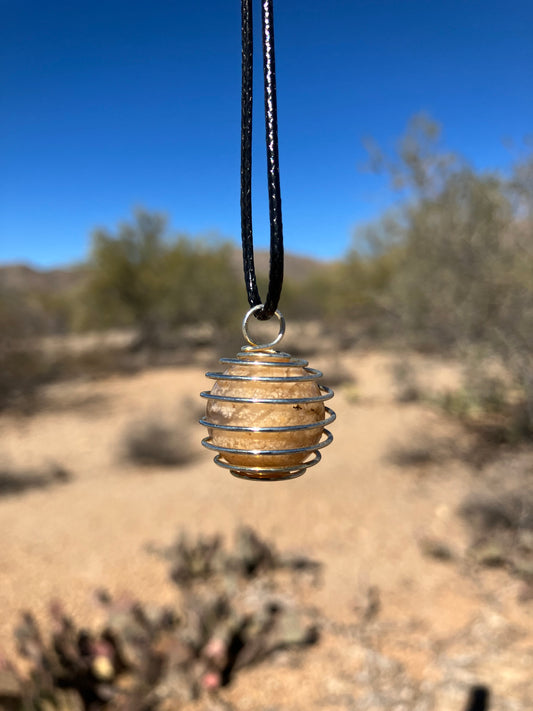 Fossil Jasper ~ Cage Pendant