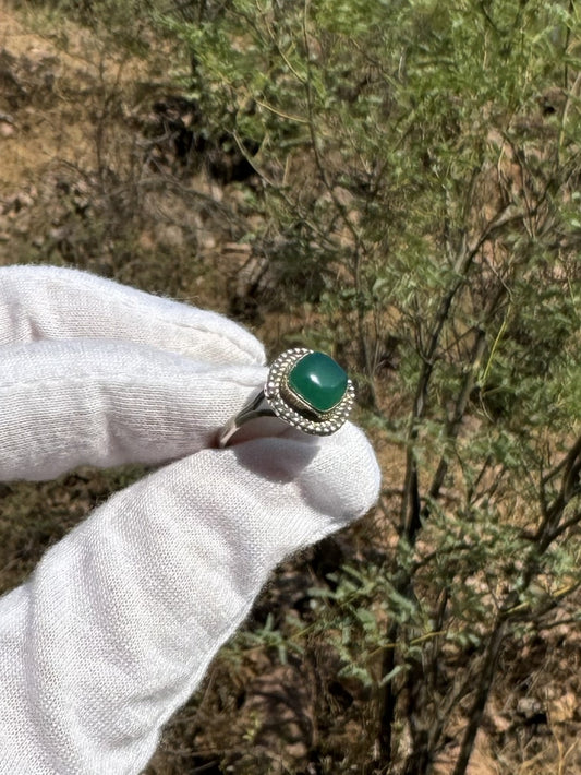 Green Aventurine Sterling Silver Ring ~ Size 6