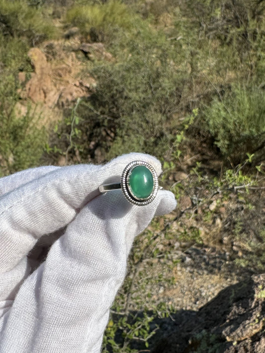 Green Aventurine Sterling Silver Ring ~ Size 7