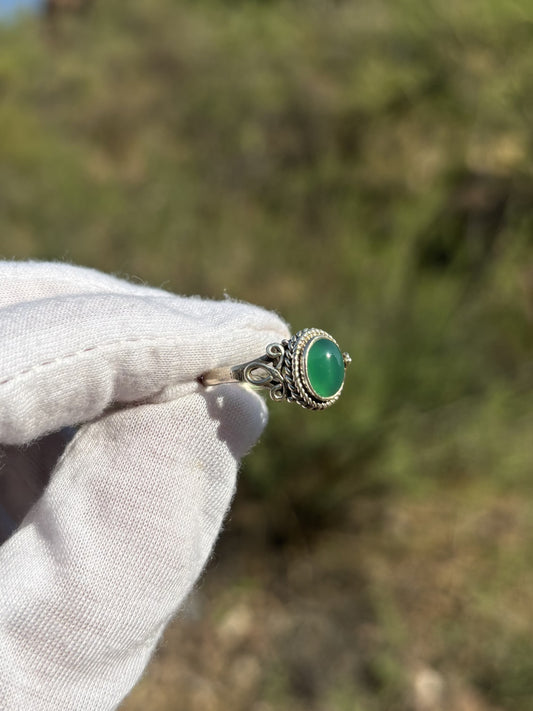 Green Aventurine Sterling Silver Ring ~ Size 8