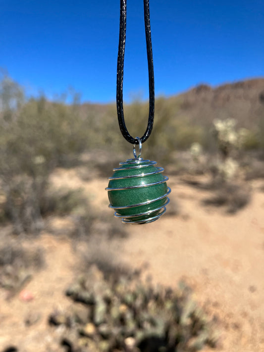 Green Jade ~ Cage Pendant