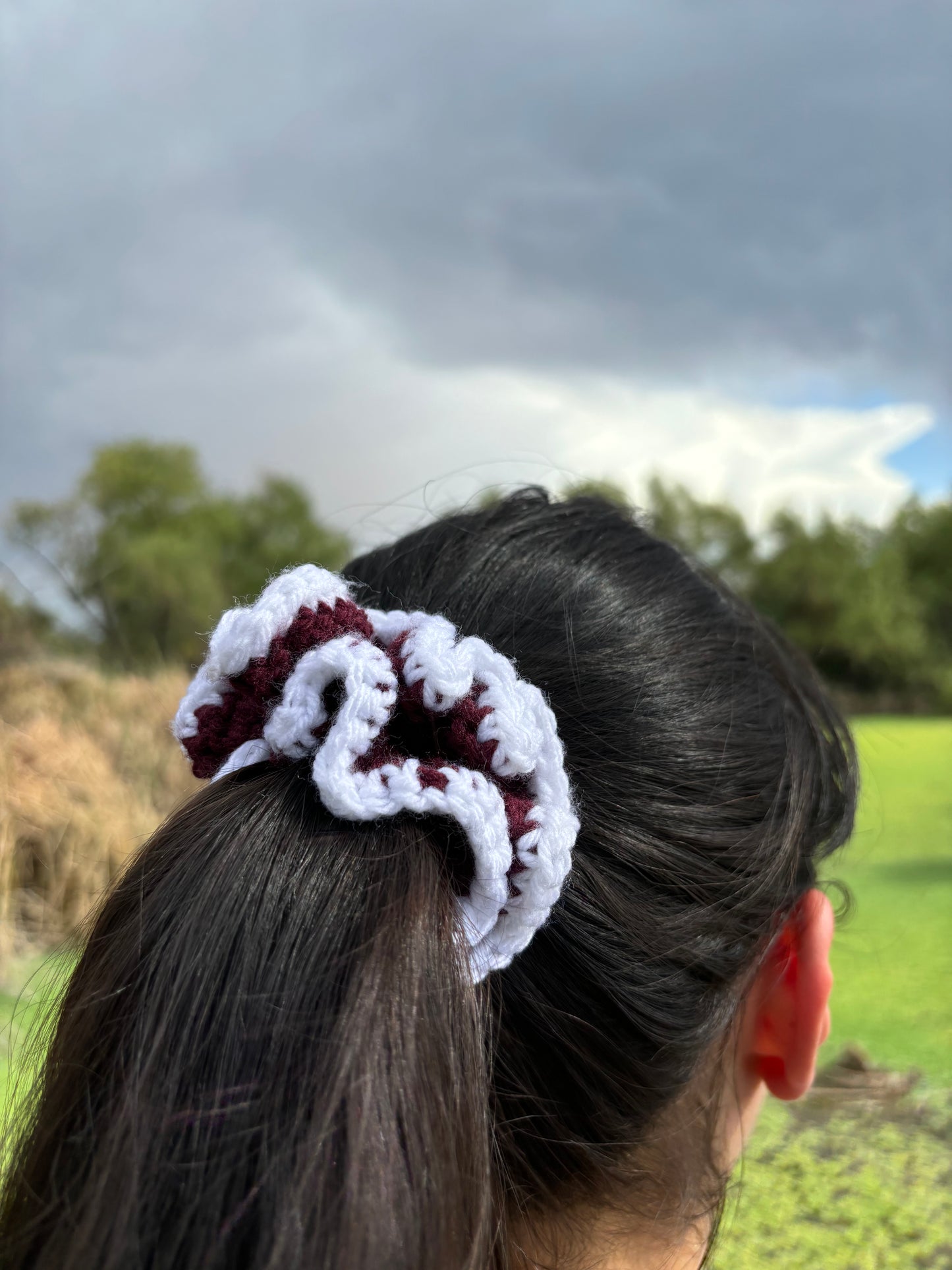 "Ruby" Small Handmade Crochet Scrunchie