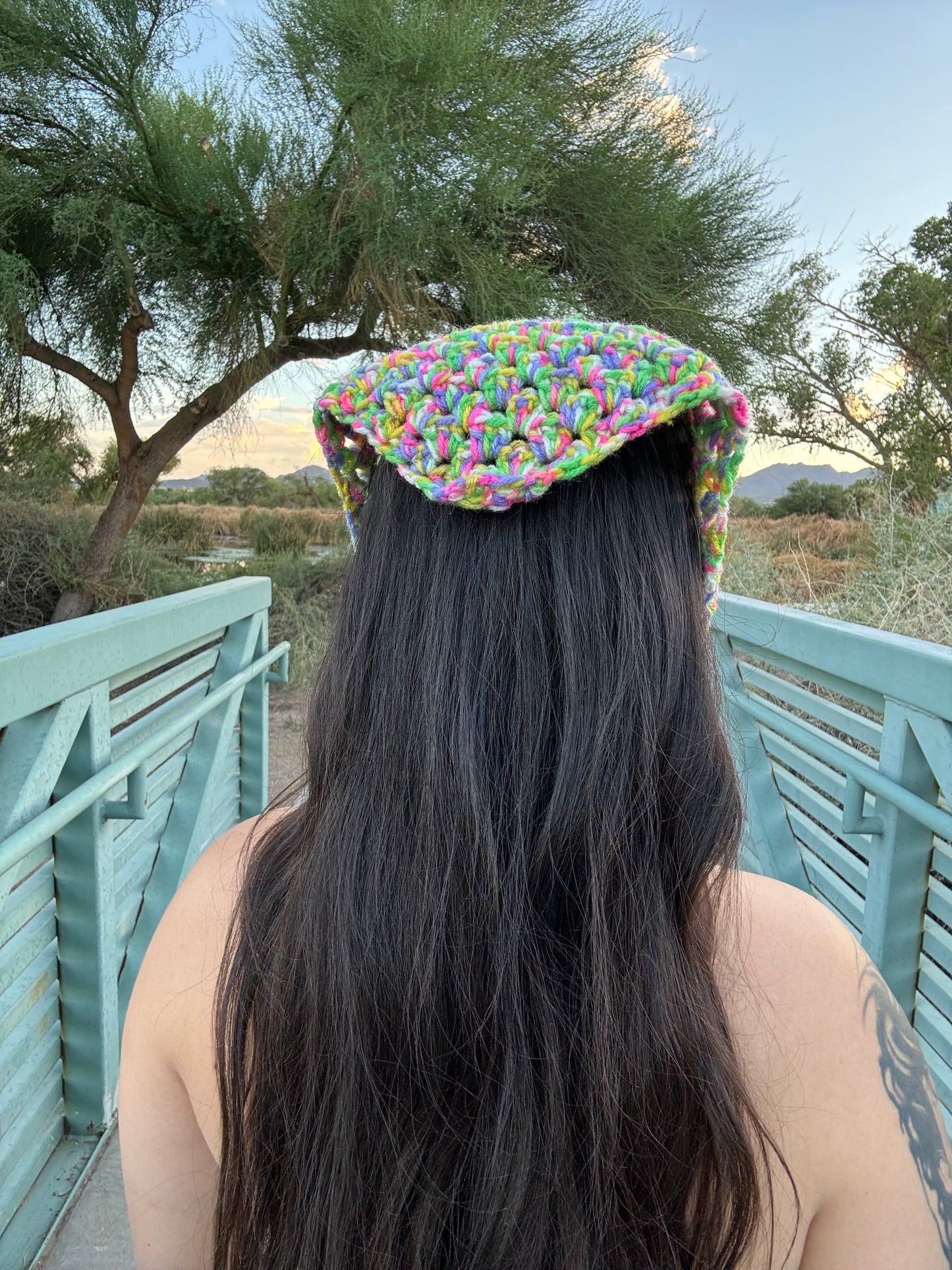 "Fruity Pebbles" Handmade Crochet Bandana