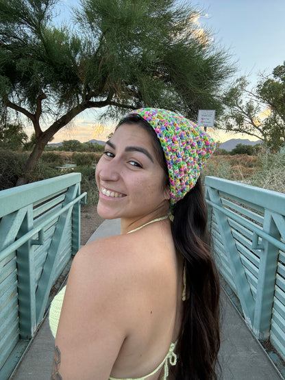 "Fruity Pebbles" Handmade Crochet Bandana