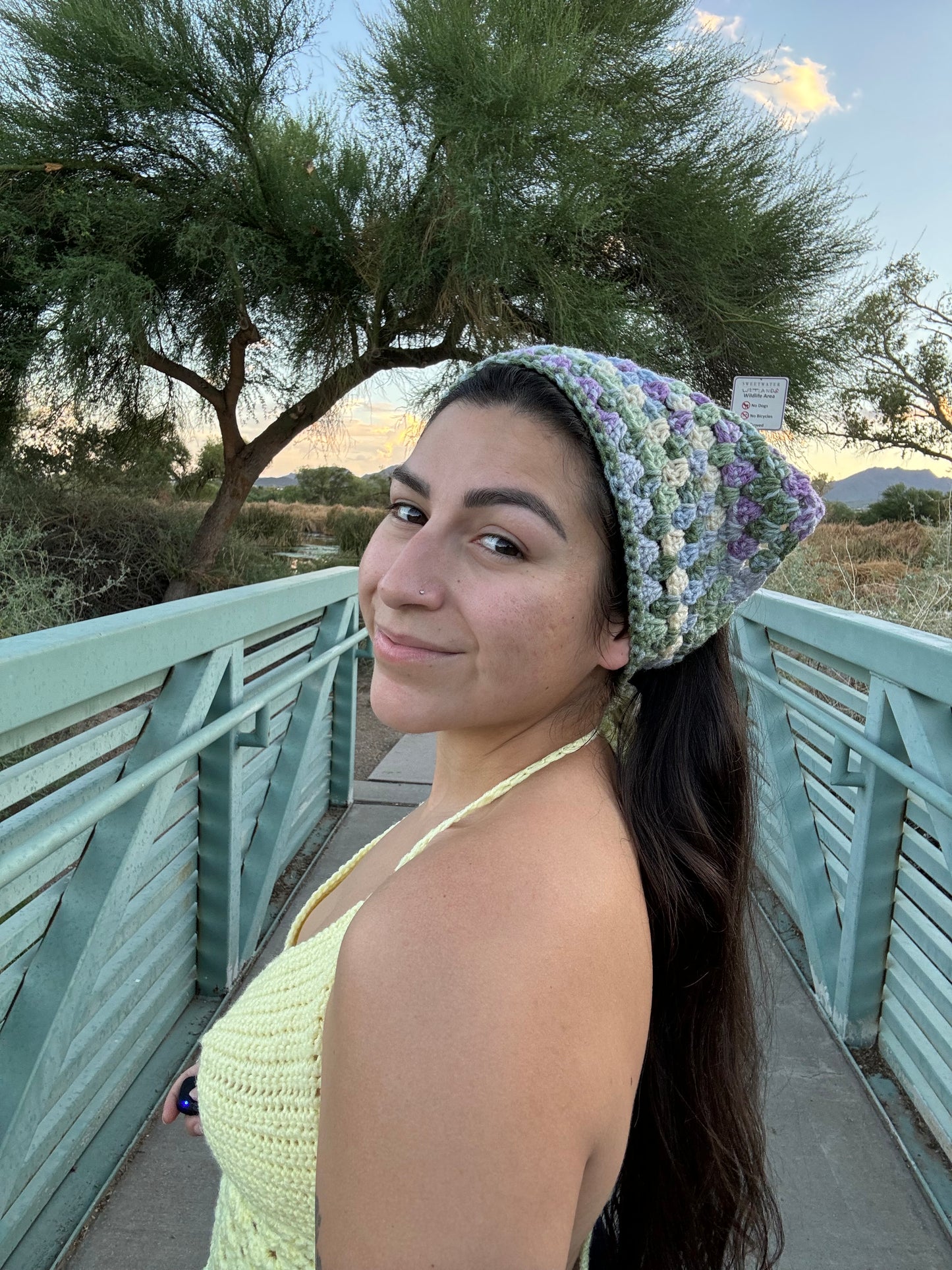 "Lavender" Handmade Crochet Bandana