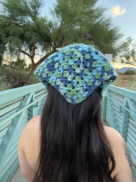 "Blue Jay" Handmade Crochet Bandana