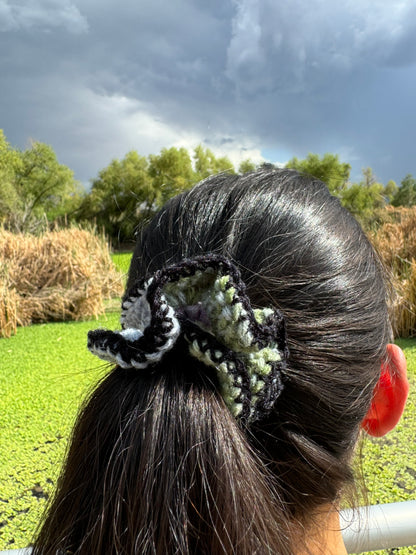 "Northern Lights" Small Handmade Crochet Scrunchie