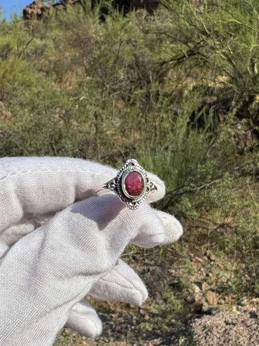 Ruby Sterling Silver Ring ~ Size 8.5