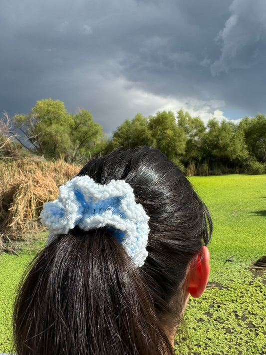 "Snow White " Small Handmade Crochet Scrunchie