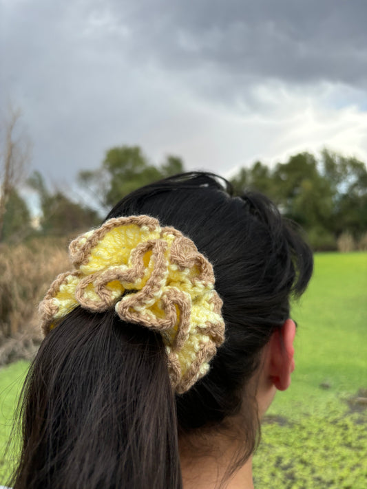 "Sunflower" Large Handmade Crochet Scrunchie