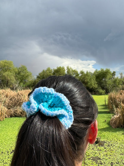 "Waves" Small Handmade Crochet Scrunchie