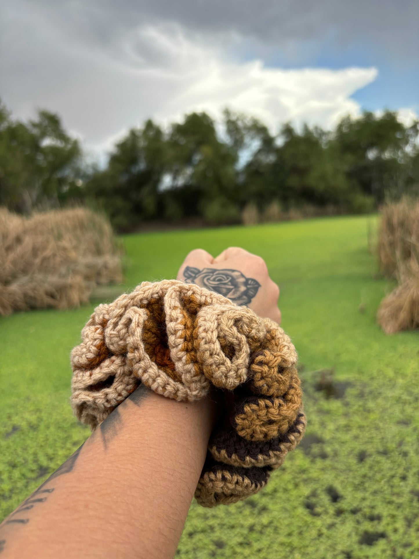 "Mocha" Jumbo Handmade Crochet Scrunchie