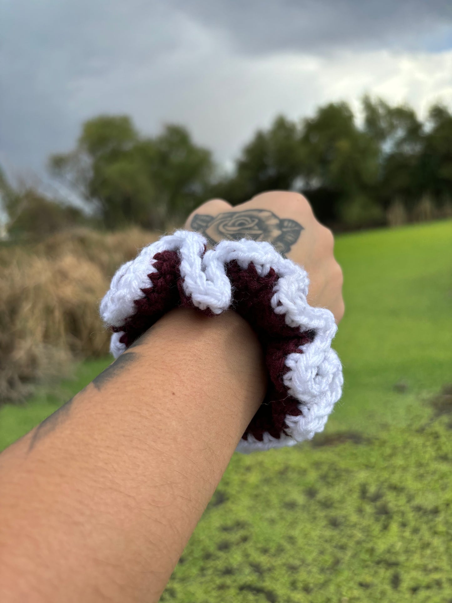 "Ruby" Small Handmade Crochet Scrunchie