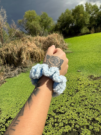 "Snow White " Small Handmade Crochet Scrunchie