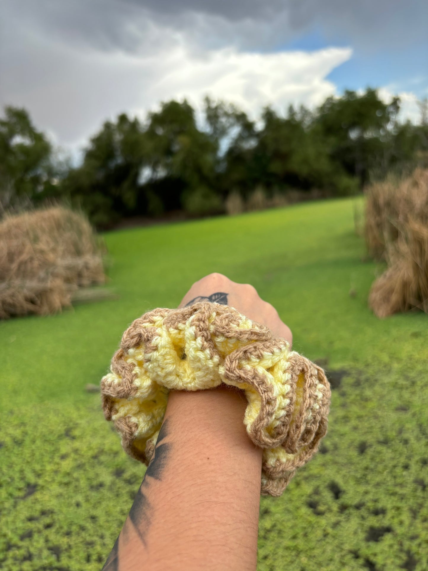 "Sunflower" Large Handmade Crochet Scrunchie