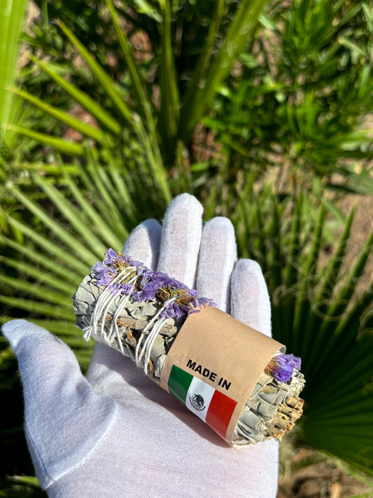 White Sage 4" Smudge Stick W/ Flowers